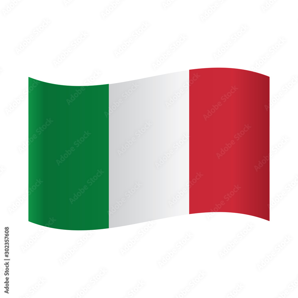 Isolated Italian flag, Vector illustration, illustration italy flag waving on White Background.