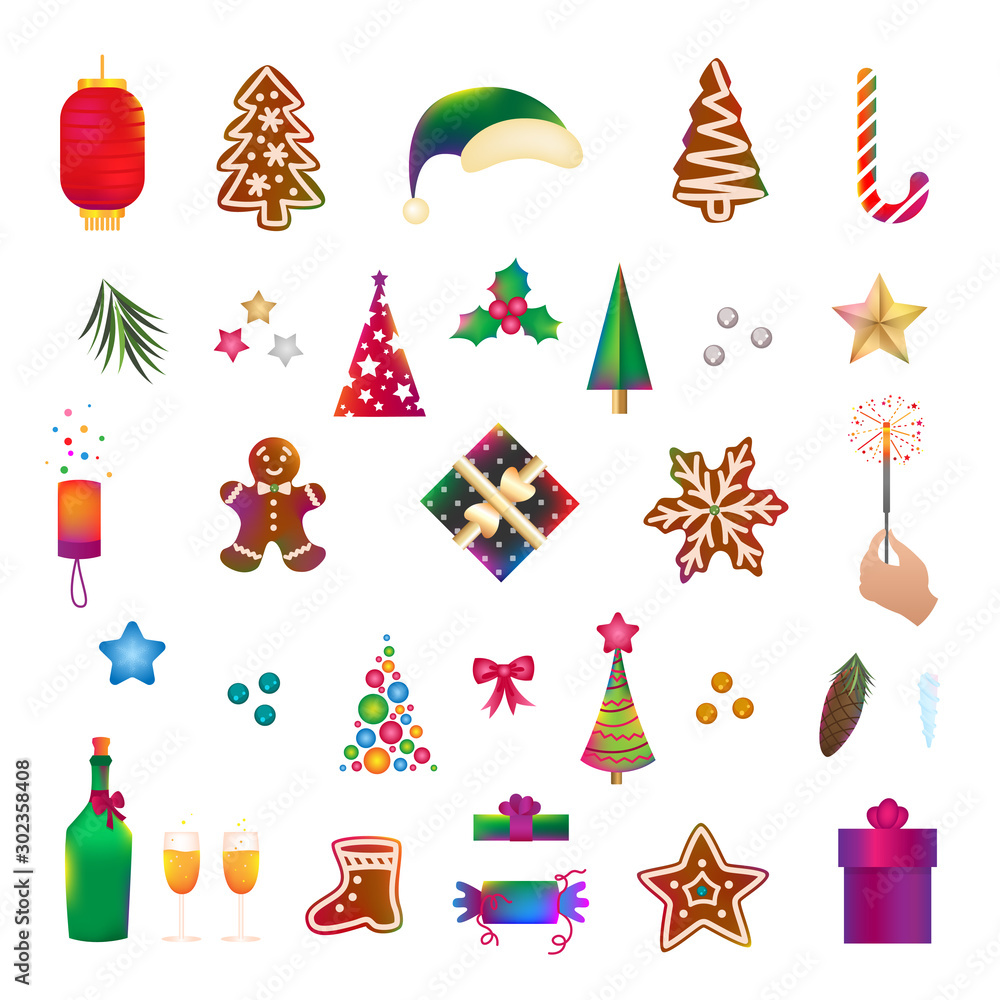 Christmas, New Year icons, symbols set Christmas, New Year icons, symbols set