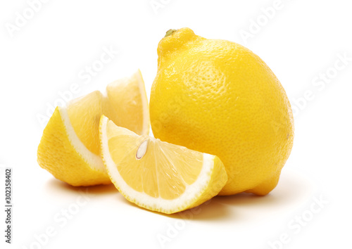Obraz na plátne Ripe lemons on white background