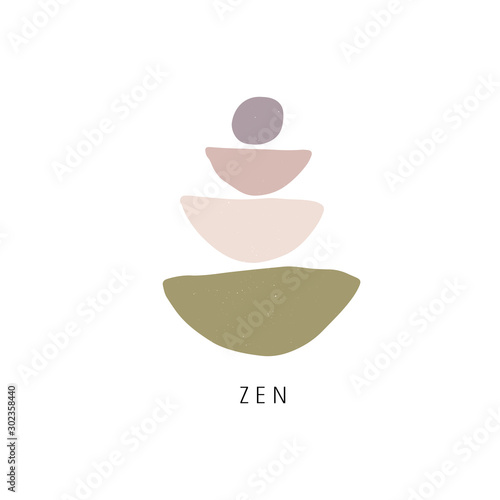 Zen stones flat vector illustration. Creative geometric shape pebble pyramid