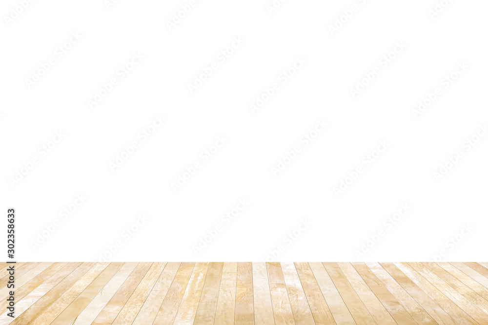 Wood table top isolated on white background. Used for product placement or montage. Wood table top isolated on white background. Used for product placement or montage.