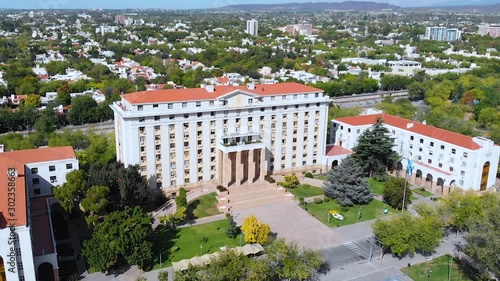 Goverment house, Park Civic Center (Mendoza Argentina) aerial view drone footage