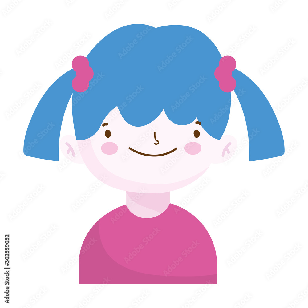 cute little girl portrait cartoon, children cute little girl portrait cartoon, children