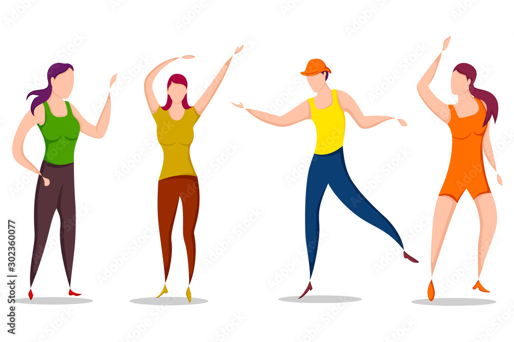 easy to edit vector illustration of group of dancing people friend colleague celebrating birthday, new year disco dance holiday easy to edit vector illustration of group of dancing people friend colleague celebrating birthday, new year disco dance holiday