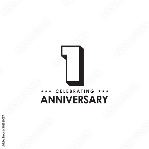 1st year celebrating anniversary emblem logo design