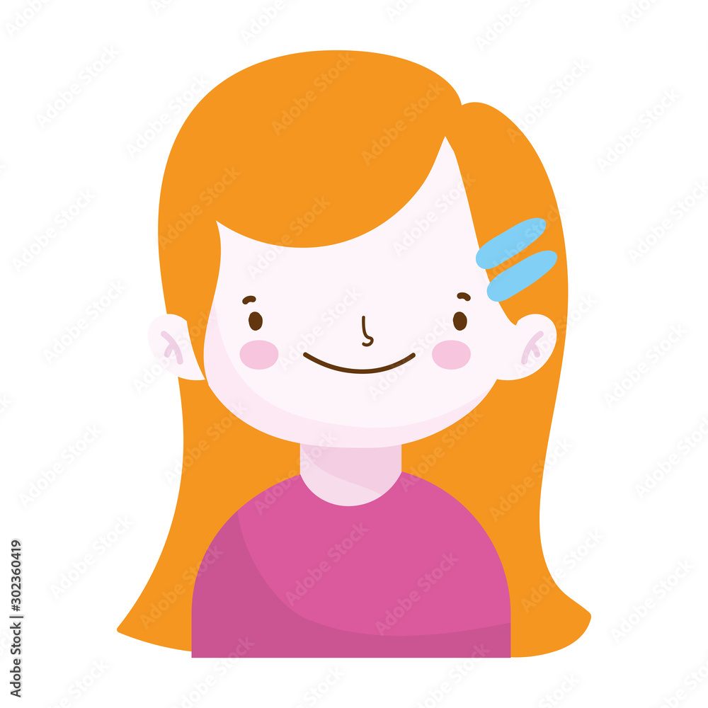 cute little girl portrait cartoon, children cute little girl portrait cartoon, children