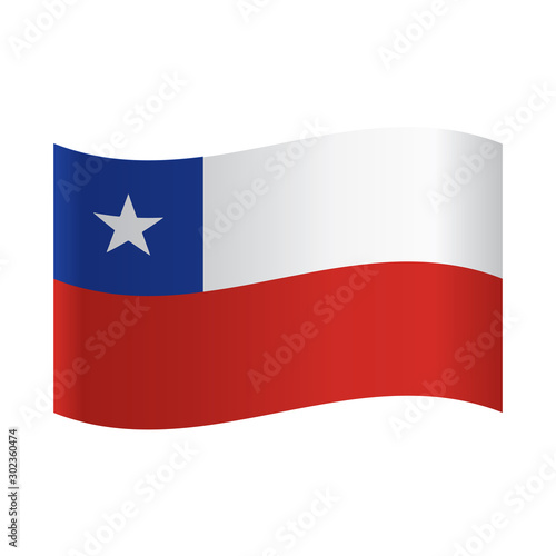 National flag of Chile: unequal white and red stripes, blue square with white star on upper stripe.