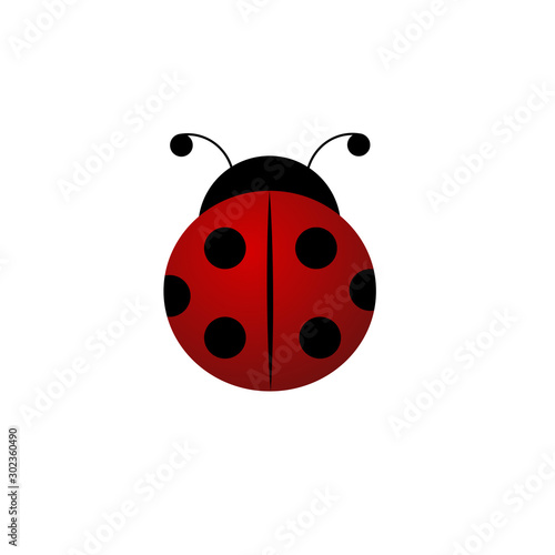 Ladybug or ladybird icon, 3D realistic effect, red and black beetle for logo, ecology poster, summer or spring poster, seasonal poster, floral pattern, t-shirt print. Vector cartoon illustration