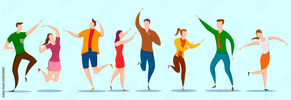 easy to edit vector illustration of group of dancing people friend colleague celebrating birthday, new year disco dance holiday easy to edit vector illustration of group of dancing people friend colleague celebrating birthday, new year disco dance holiday