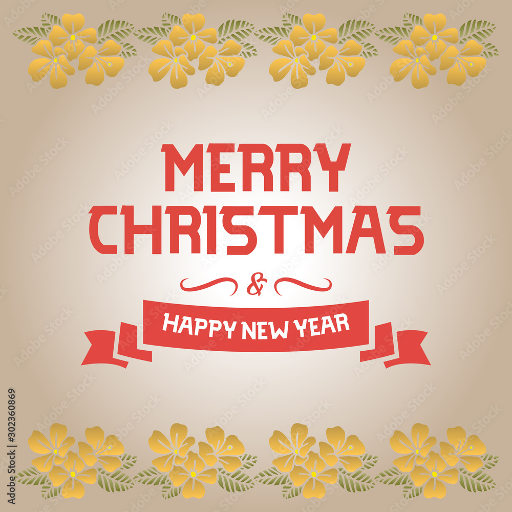 Celebration lettering of christmas happy holiday, with design artwork of wreath frame. Vector