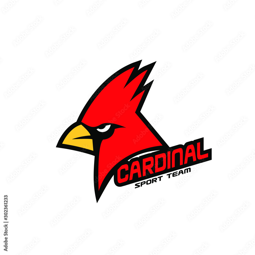 Fototapeta premium cardinal bird red logo with black background icon design vector