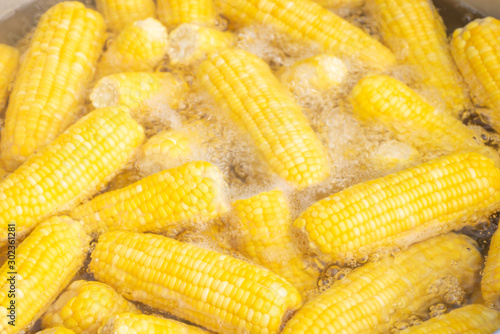 The corn was cooked in boiling water.