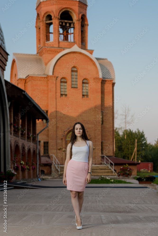 church and young woman