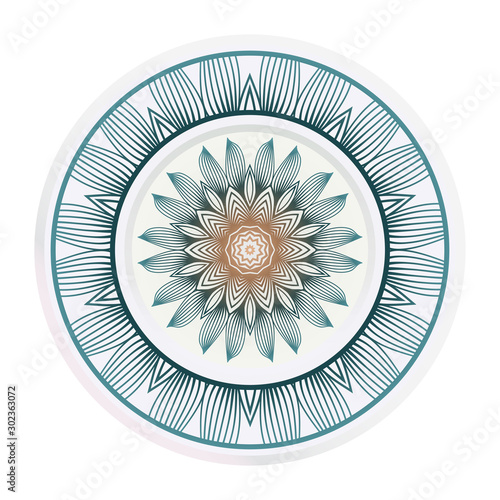matching decorative plates. Decorative mandala ornament. Vector illustration. for interior design, circle medalion, colorful kitchen
