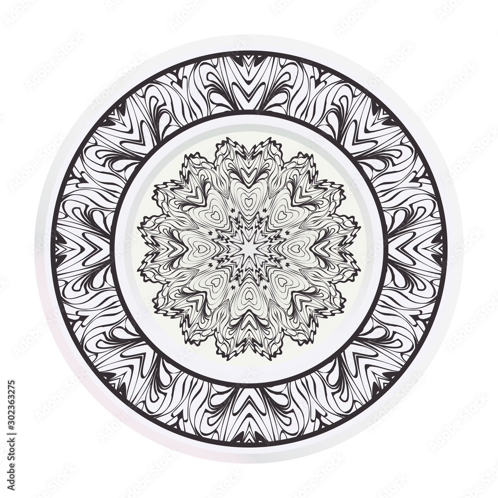 relaxing decorative symbol. vector illustration. floral magic circle