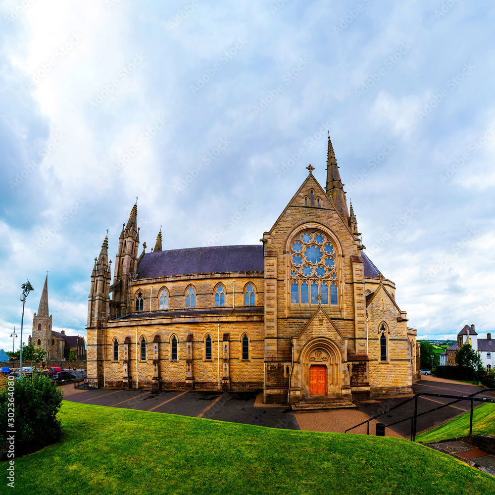 St Eunans Cathedral in Letterkenny, Donegal, Ireland during a cloudy summer day