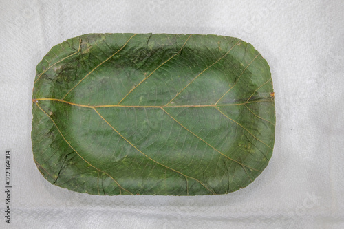 eco friendly disposible dish made from natural leaf. photo