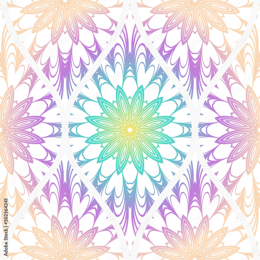 Seamless decorative pattern with floral decoration. Vector illustration