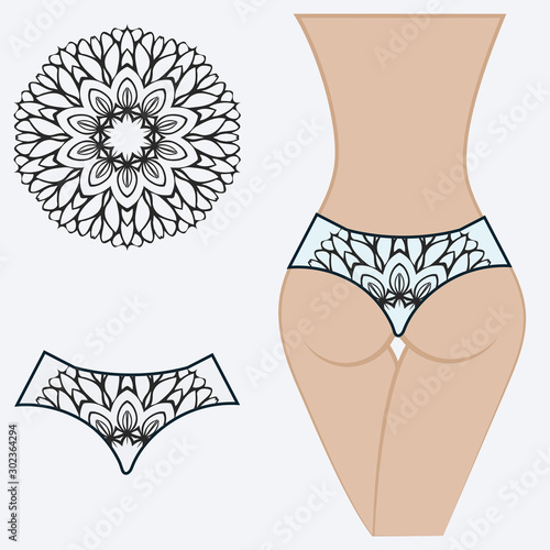 erotic women's panties. vector illustration. gift floral print.