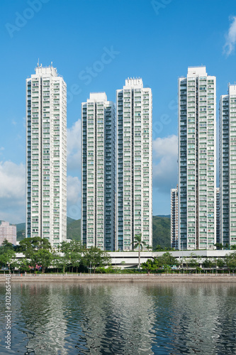 high rise residential building in Hong Kong city © leeyiutung