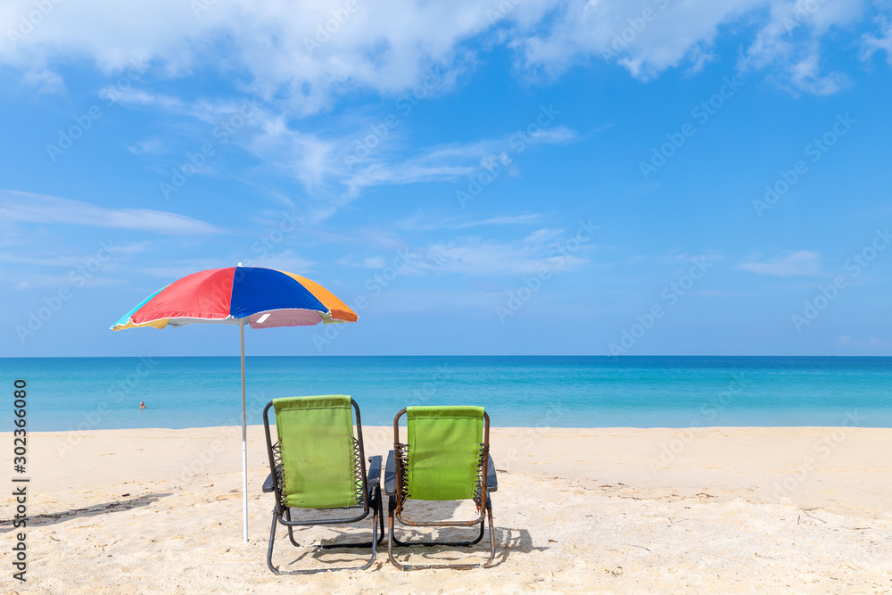 beach chair and umbrella at Surin beach