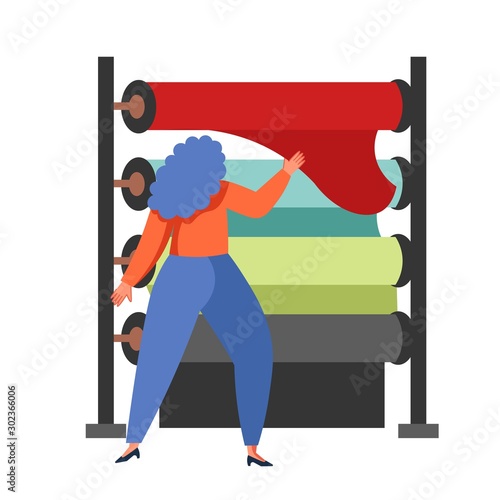 Sewing business people, vector flat isolated illustration