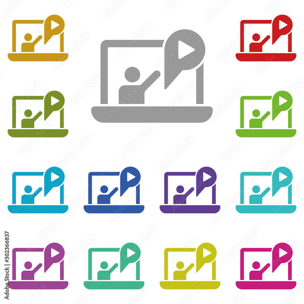 Online training, lecture, notebook multi color icon. Simple glyph, flat vector of online traning icons for ui and ux, website or mobile application Online training, lecture, notebook multi color icon. Simple glyph, flat vector of online traning icons for ui and ux, website or mobile application