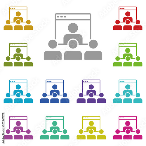 Conference, employee, online multi color icon. Simple glyph, flat vector of online traning icons for ui and ux, website or mobile application