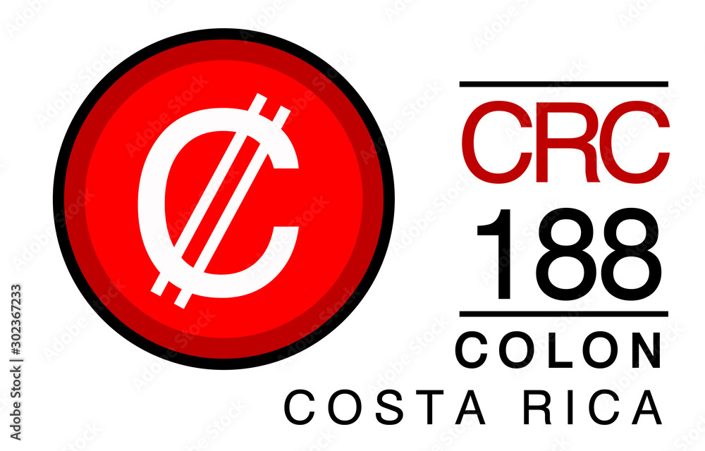 C, CRC, 188, Colon, Costa Rica Banking Currency icon typography logo banner set isolated on background. Abstract concept graphic element. Collection of currency symbols ISO 4217 signs used in country C, CRC, 188, Colon, Costa Rica Banking Currency icon typography logo banner set isolated on background. Abstract concept graphic element. Collection of currency symbols ISO 4217 signs used in country