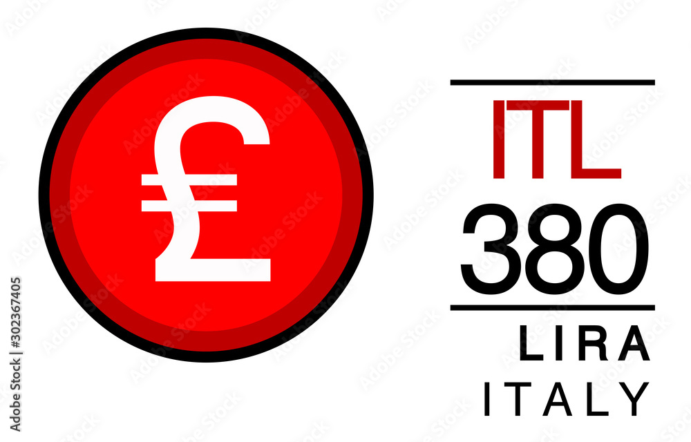 Obraz premium ITL, 380, Lira, Italy Banking Currency icon typography logo banner set isolated on background. Abstract concept graphic element. Collection of currency symbols ISO 4217 signs used in country
