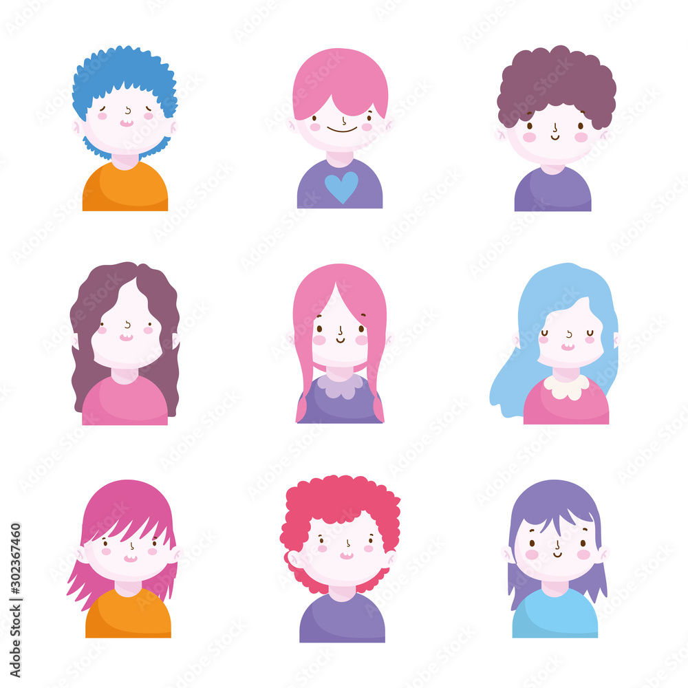 cute little boys and girls characters portrait set cute little boys and girls characters portrait set