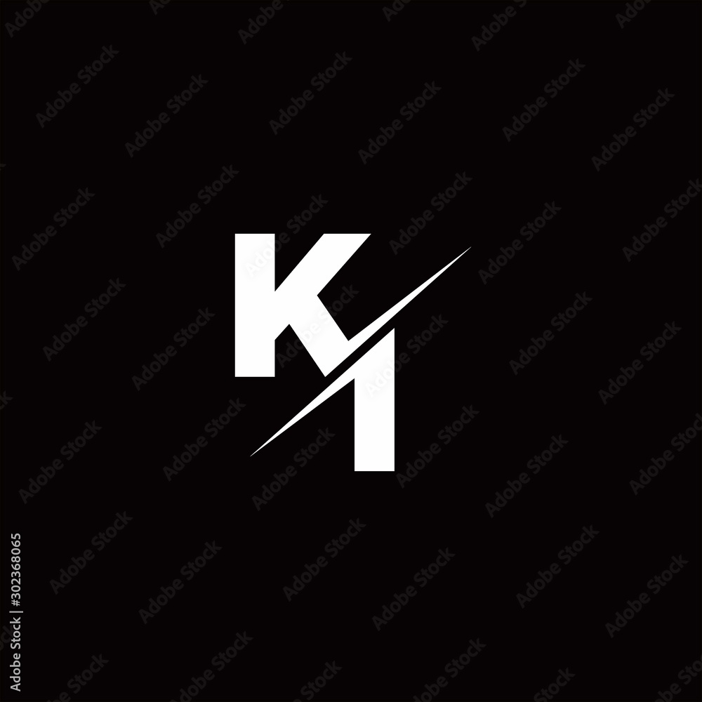 Fototapeta premium KI Logo Letter Monogram Slash with Modern logo designs template