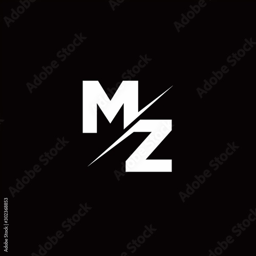 MZ Logo Letter Monogram Slash with Modern logo designs template