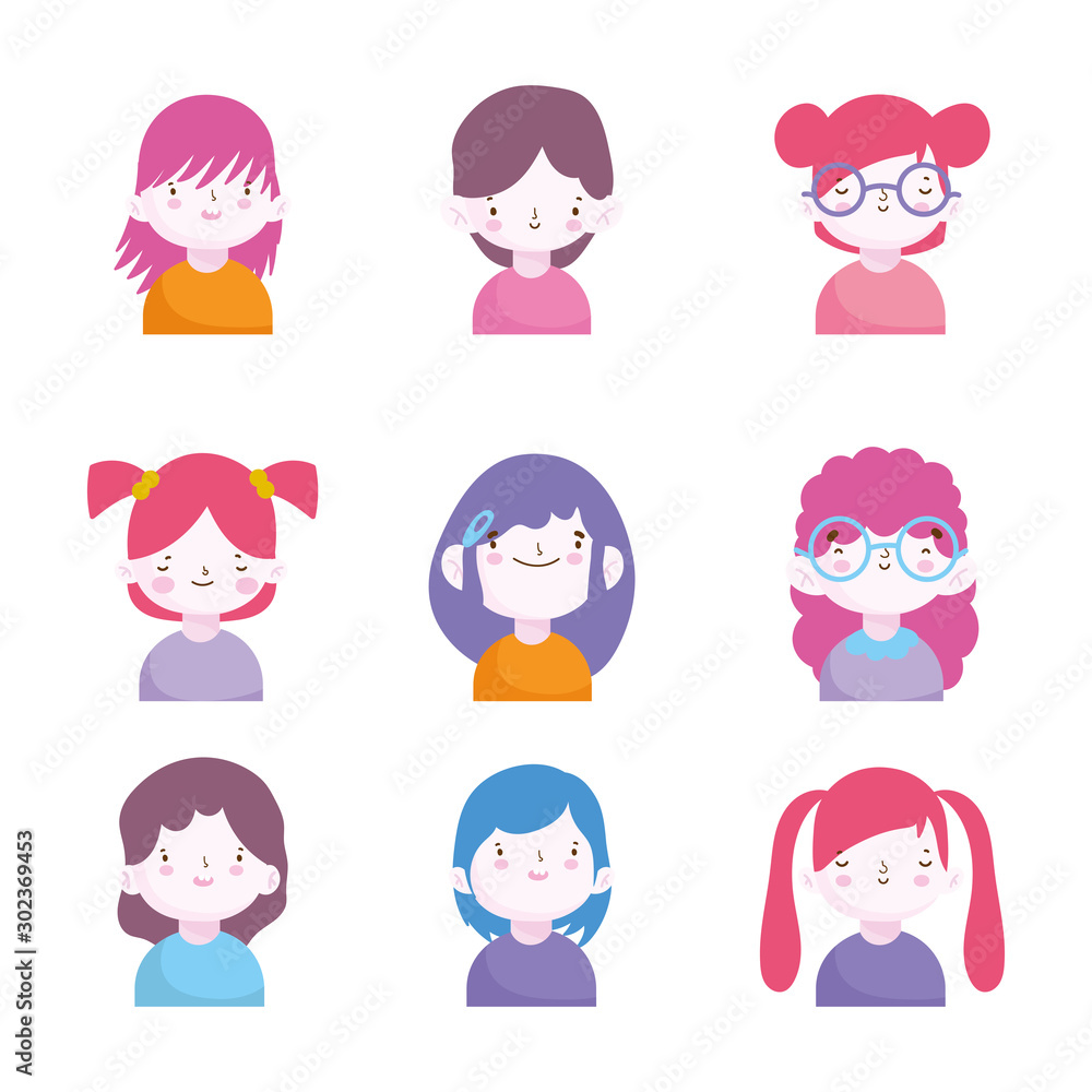 cute little boys and girls characters portrait set cute little boys and girls characters portrait set