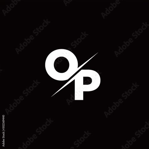 Canvas Print OP Logo Letter Monogram Slash with Modern logo designs template