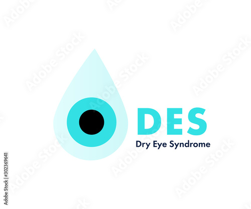 Dry eye syndrome icon. Eye remedy in drops sign. Hydration of dry eye medical vector illustration. 
