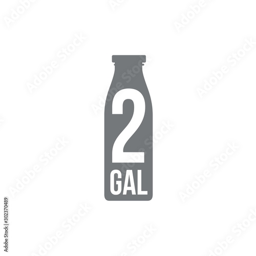 2 gal sign (mark) estimated volumes gallons. Vector symbol packa