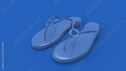3d rendering of flip flops sandals isolated in studio background
