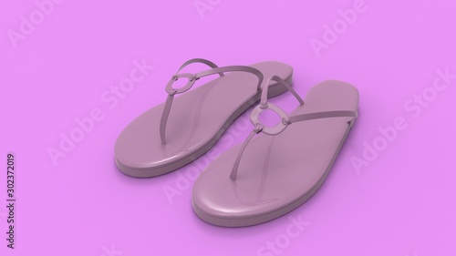 3d rendering of flip flops sandals isolated in studio background