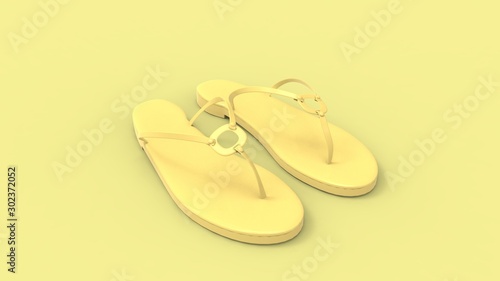 3d rendering of flip flops sandals isolated in studio background