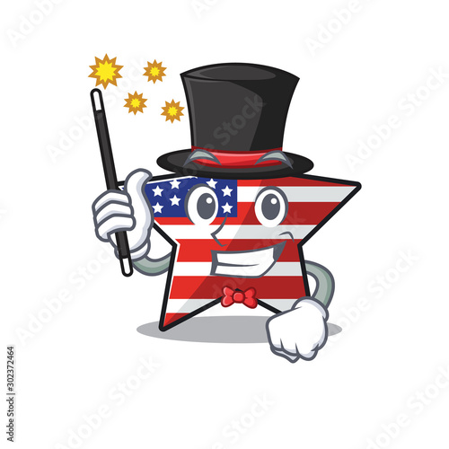 Cute usa star magician cartoon design character