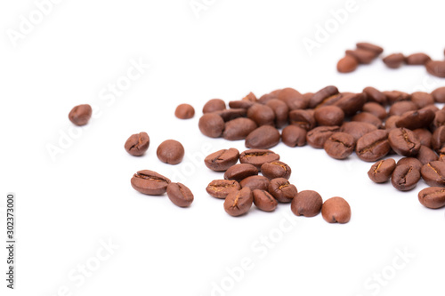 Coffee beans isolated on a white background area for copy space.