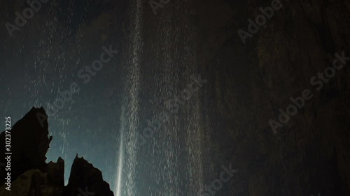 Water Falling from Ceiling of a Huge Deer Cave in Gunung Mulu National Park, Malaysia