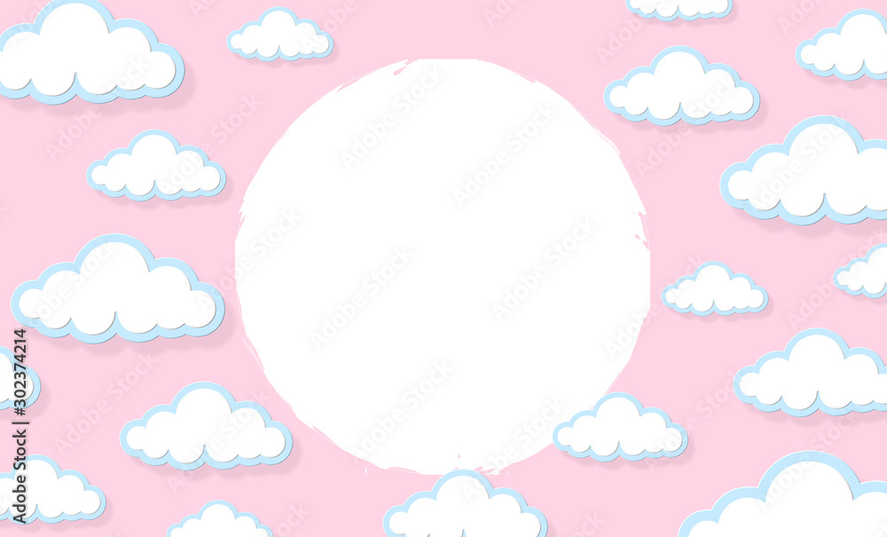 Festival pattern Abstract kawaii Clouds cartoon on pink background. Concept for children and kindergartens or presentation