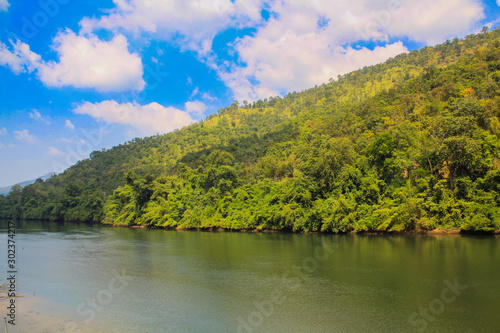 landscape river Kwai Yai with mountain Erawan National Park  Kanchanaburi  Thailand