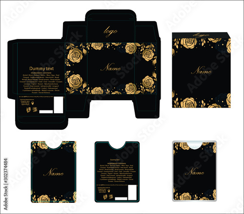 Packaging design, perfume luxury box design template and mock up box. Illustration vector.