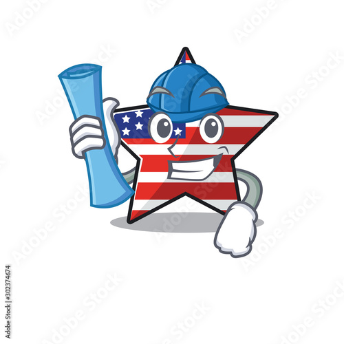 usa star cartoon architect above character table