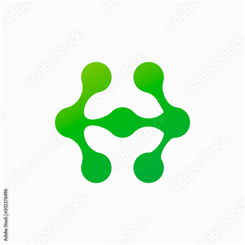 Molecule Initial Letter H Logo Design Inspiration Vector Illustration. Technology logo in the form of atoms. network connection icon, share symbol design - vector