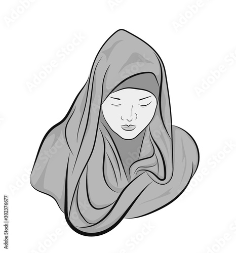 Muslim woman. wrapped in a burqa. vector illustration.