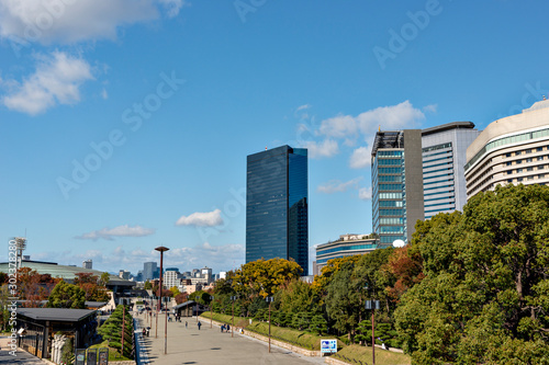 View of office area of Osaka city from Osaka castle park